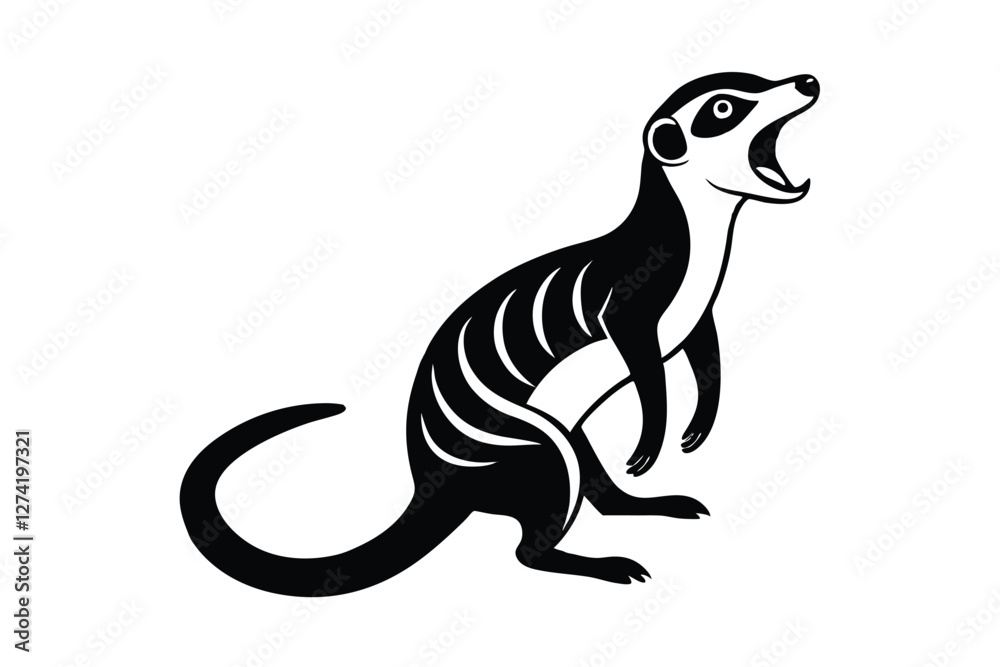 Naklejka premium Cute meerkat silhouette vector illustration.