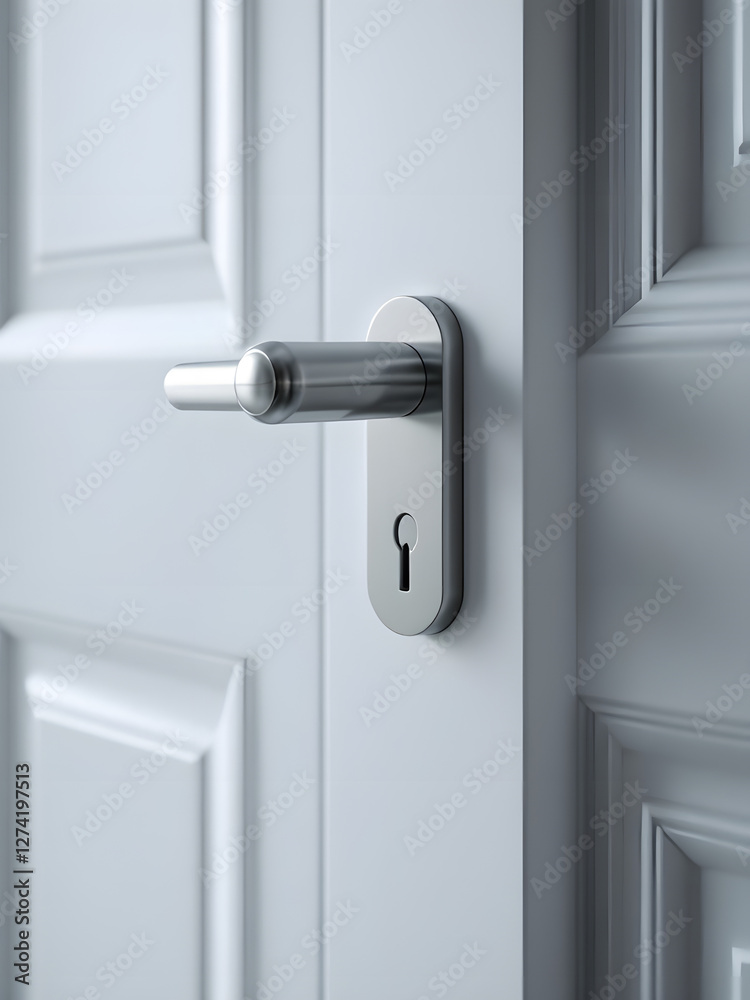 Keyhole with modern design against a minimalistic door Keyhole with modern design against a minimalistic door