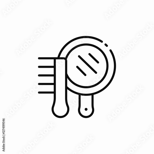 hand mirror comb icon sign vector