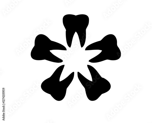 Vector isolated tooth logo for dentistry simple minimal black and white tooth flower