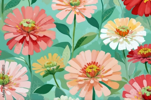 Wallpaper Mural Vintage colorful fantasy dreamy abstract blooming botanical flowers seamless patterns illustration, nature theme concept texture design.
 Torontodigital.ca