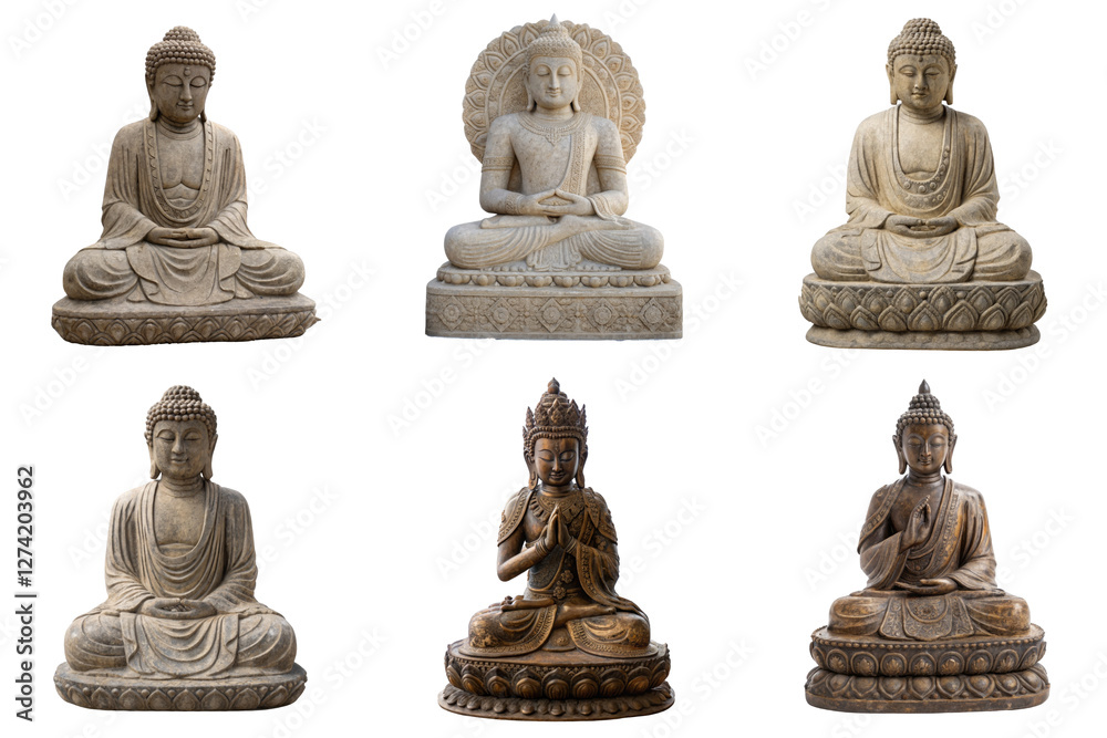 Serene Stone Buddha Statues Displayed in Diverse Poses for Tranquil Home Decor Serene Stone Buddha Statues Displayed in Diverse Poses for Tranquil Home Decor