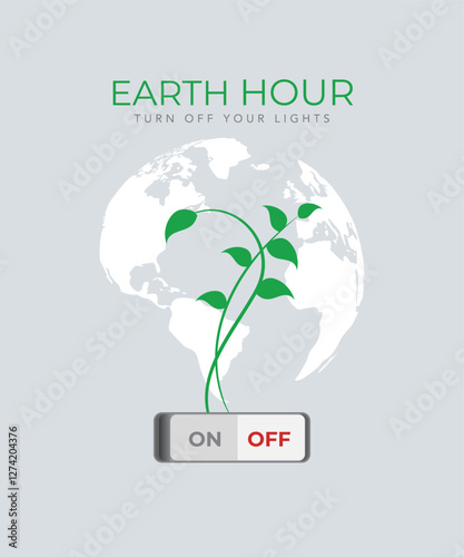 Earth Hour concept with earth, bulb and nature