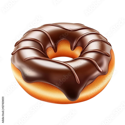 Chocolate Glazed Doughnut, Isolated on Transparent Background