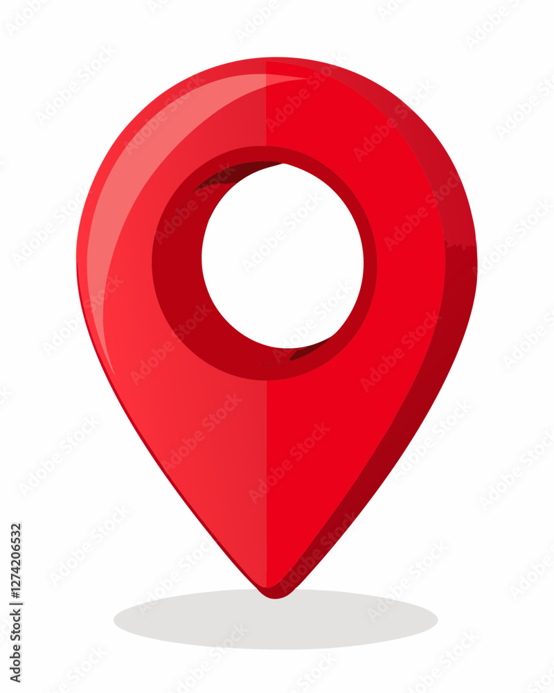 3D Red Map Pin Icon – Location Marker, Navigation Symbol, GPS Pointer. 3D Red Map Pin Icon – Location Marker, Navigation Symbol, GPS Pointer.
