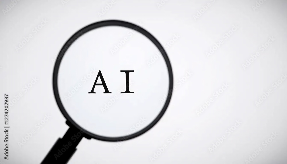 Magnifying Glass Focusing on AI Letters on Light Background Magnifying Glass Focusing on AI Letters on Light Background