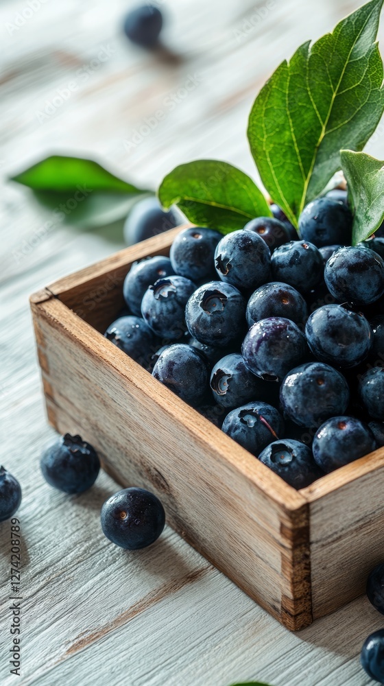 blueberries in a wooden box blueberries in a wooden box