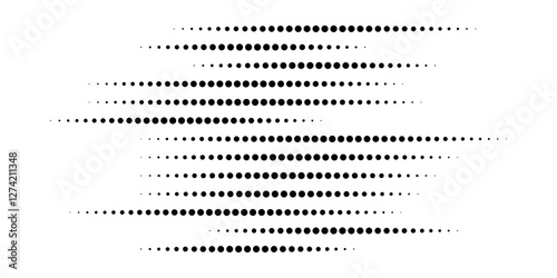 Set of halftone dots gradient pattern texture isolated on white background. Straight dotted spots using halftone circle dot raster texture. Vector blot half tone collection.