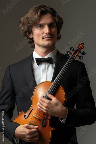 Portrait of Male Violinist in Tuxedo