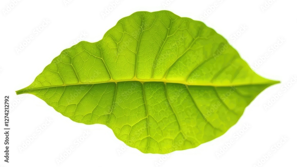 Obraz premium Delicate fig leaf on white background, isolated, intricate details, plant, green
