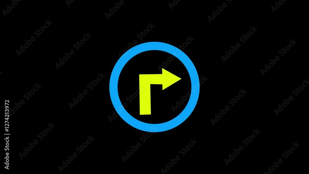 cyan circle and yellow color right arrow animation. Moving arrows to the side. cyan circle and yellow color right arrow animation. Moving arrows to the side.