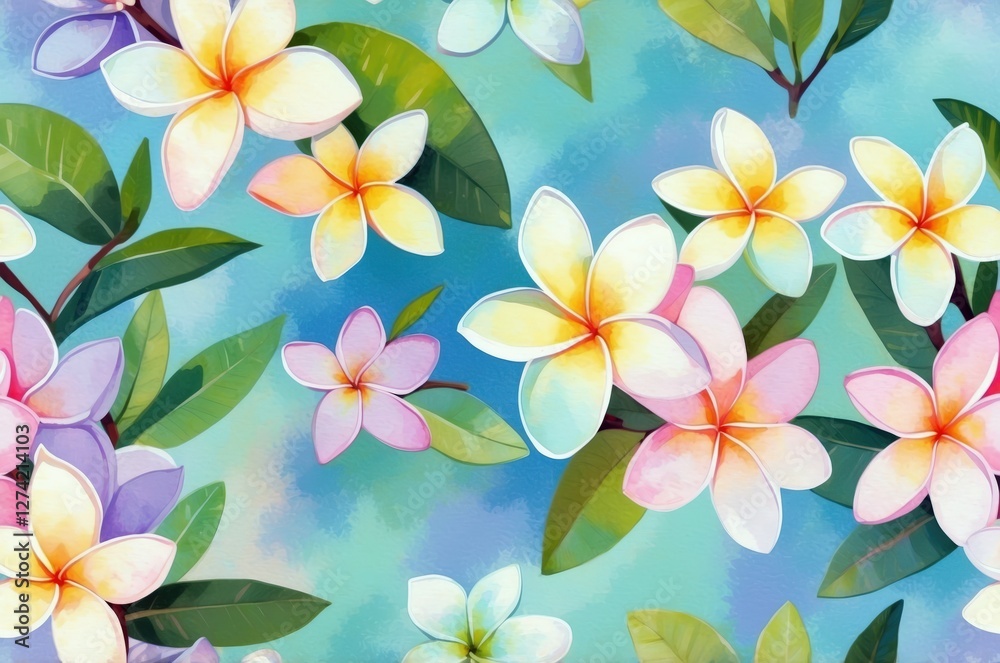 Fototapeta premium Vintage colorful fantasy dreamy abstract blooming botanical flowers seamless patterns illustration, nature theme concept texture design. 
