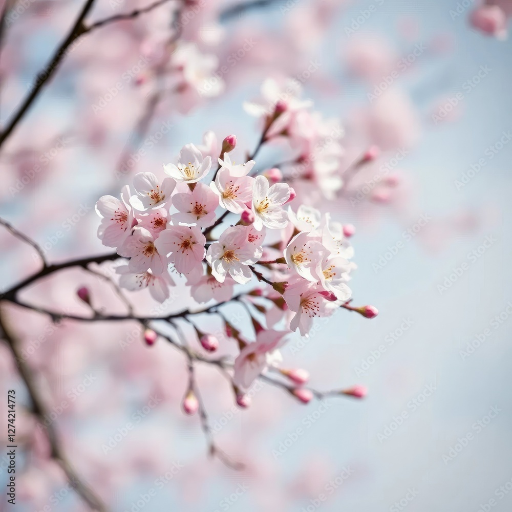 Cherry blossoms in full bloom on delicate branches against a dreamy pastel background, peaceful, tree, nature Cherry blossoms in full bloom on delicate branches against a dreamy pastel background, peaceful, tree, nature
