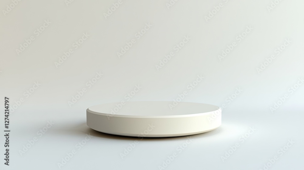 Simple white podium on a white background in 3D for product showcasing. Simple white podium on a white background in 3D for product showcasing.