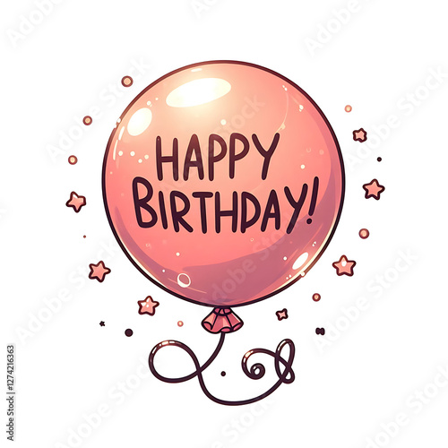 A pink birthday balloon with the words 