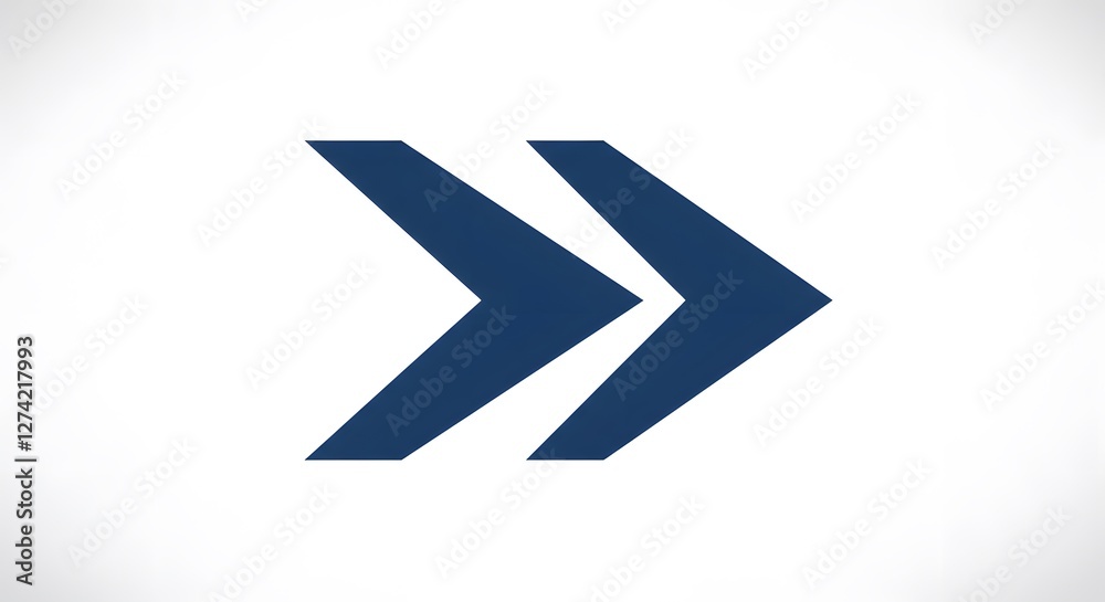 Navy Blue Double Arrow Symbol Pointing Right on White Background Navy Blue Double Arrow Symbol Pointing Right on White Background