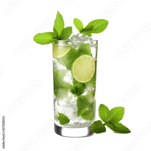 mojito cocktail isolated ontransparent background