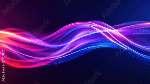 Wallpaper Mural An abstract design featuring vibrant, flowing waves of pink and blue light against a dark background, ideal for modern digital art, wallpapers, and creative projects. Torontodigital.ca