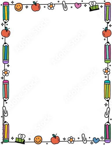 School supplies border clipart. Back to school border. Educational borders and frames. Teacher school border design. Border frame for kids
