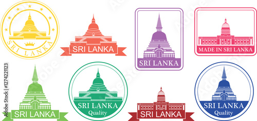 Sri Lanka set.  Isolated Sri Lanka on white background