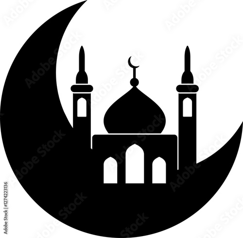 A mosque with crescent moon