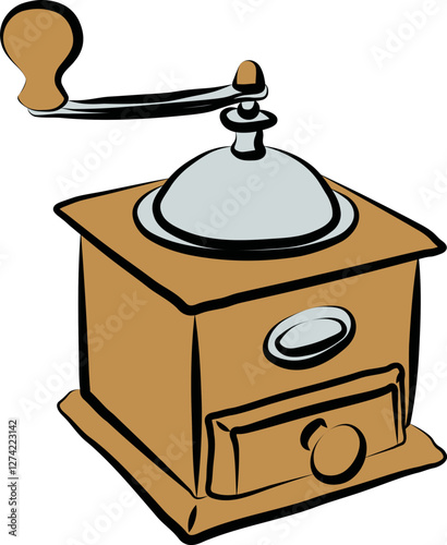 Coffee Grinder Hand Drawn Illustration Clipart Vector