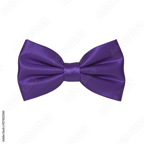 Elegant royal purple satin bowtie ribbon on white background