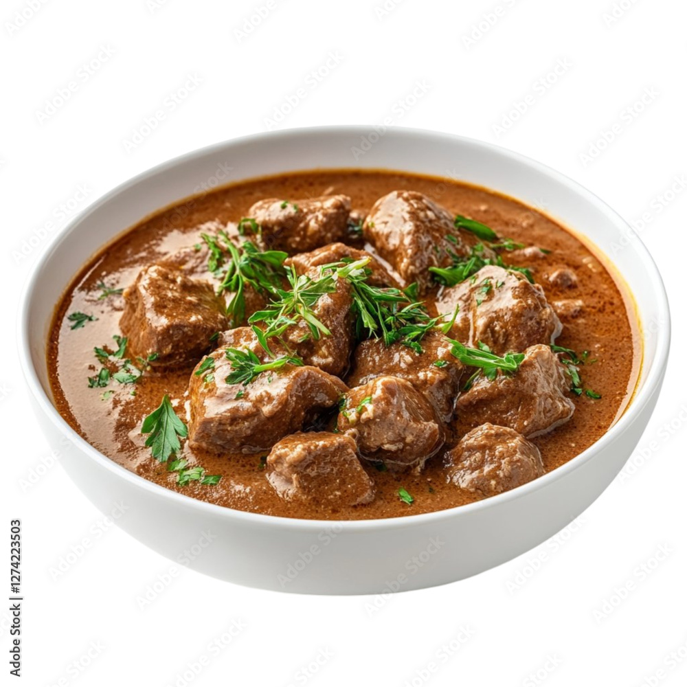 Beef stroganoff is a beef dish that originated in Russia in the 19th century, and is now popular around the world. Thinly sliced beef is cooked in a thick, savory cream sauce. Beef stroganoff is a beef dish that originated in Russia in the 19th century, and is now popular around the world. Thinly sliced beef is cooked in a thick, savory cream sauce.