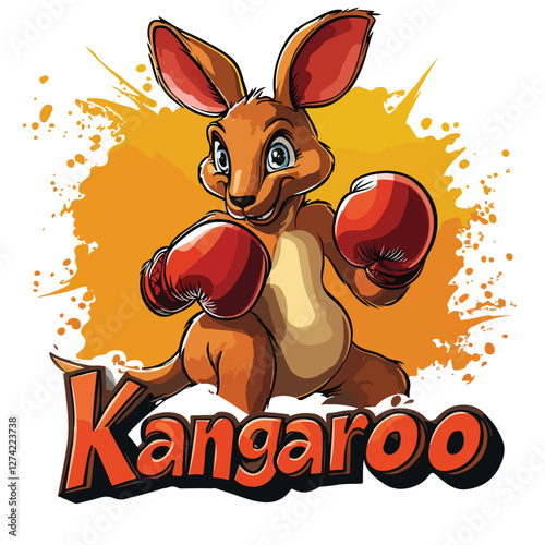 Cartoon kangaroo with boxing gloves