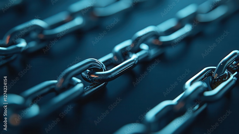 Fototapeta premium Minimalist glowing blockchain nodes connected in a seamless pattern, decentralized finance