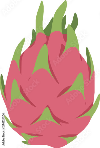 Whole Dragon Fruit – Exotic Tropical Superfood, Vibrant Pink Skin, Fresh Organic Produce, Healthy Nutrition and Natural Tropical Food Illustration