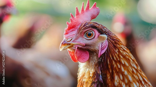 Close-Up of a Beautiful Brown Hen in Natural Setting