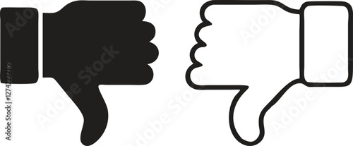 Thumb down, icon set, dislike symbol, vector illustration
