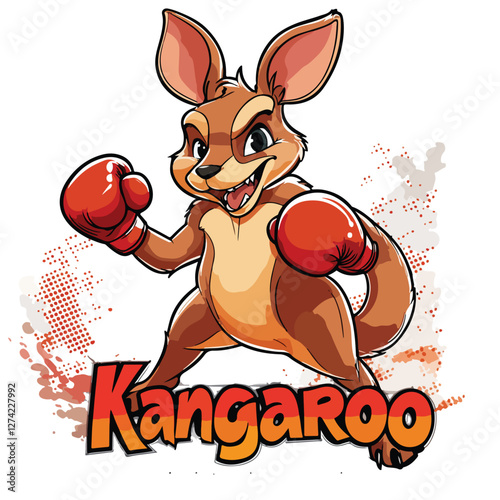 Cartoon kangaroo with boxing gloves