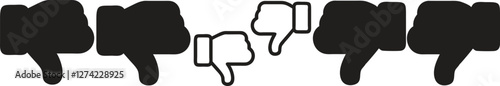 Thumb down, icon set, dislike symbol, vector illustration
