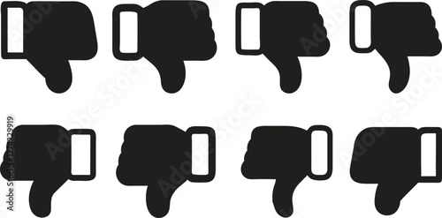 Thumb down, icon set, dislike symbol, vector illustration