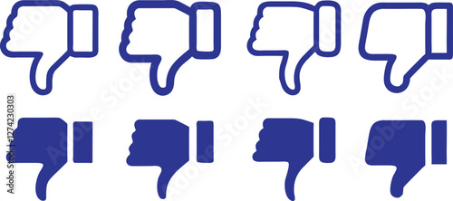 Thumb down, icon set, dislike symbol, vector illustration