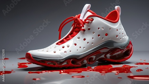 Illustration of a pair of high-top sneakers featuring a classic design