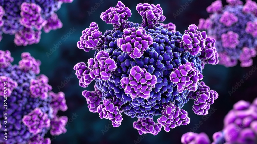 Virus HPV concept. Digital Visualization of HPV Viral Spread Through Microscopic Structure Virus HPV concept. Digital Visualization of HPV Viral Spread Through Microscopic Structure
