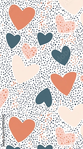 Playful heart pattern with polka dots in earth tones