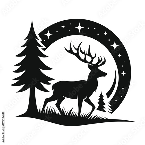 Majestic Wild Deer in Serene Forest Landscape