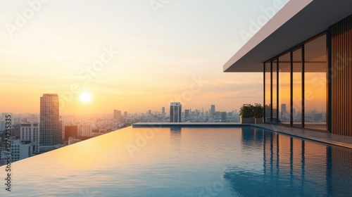 Wallpaper Mural Relaxing luxury escape rooftop infinity pool urban oasis travel destination serene environment cityscape view Torontodigital.ca
