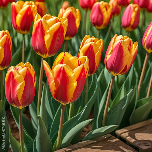 red and yellow tulips