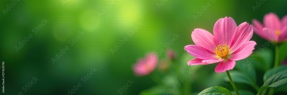 Soft petals of pink flowers against a green background, foliage, plant life Soft petals of pink flowers against a green background, foliage, plant life