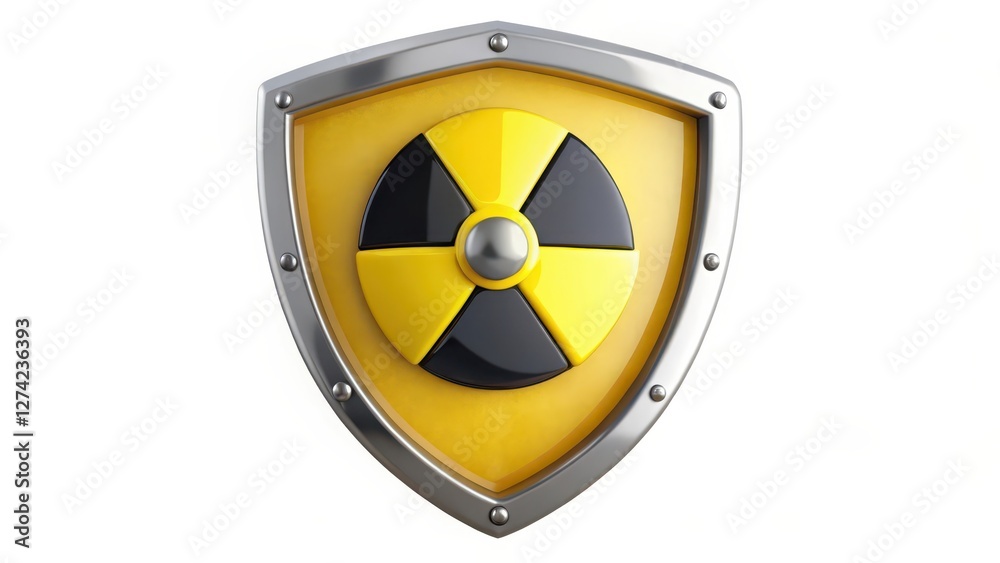 Fototapeta premium Yellow Shield with Radiation Symbol