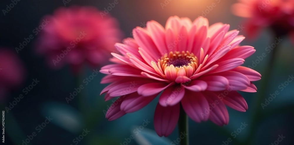 Soft petals of gerbera flowers glowing softly in ambient light, petals, quiet ambiance, soft focus