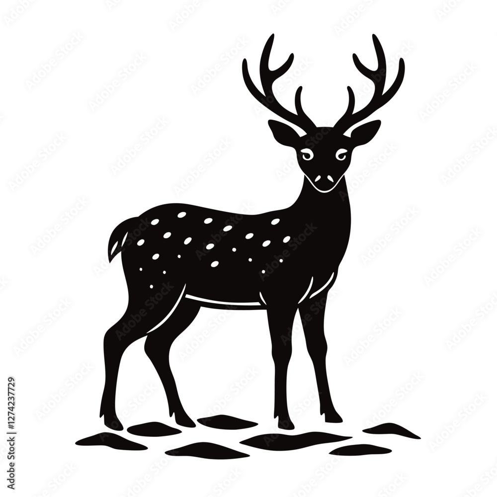 Fototapeta premium deer or wildlife in the snow vector illustration