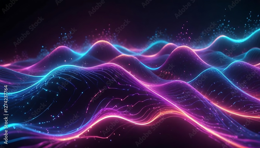 Fototapeta premium Colorful wave with purple, blue, and orange colors