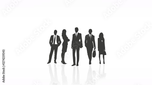 Wallpaper Mural Business People Silhouettes - Animation with White Background Torontodigital.ca