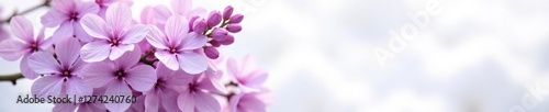 delicate lilac blooms on a snowy white background, bouquet, floral art, flowers